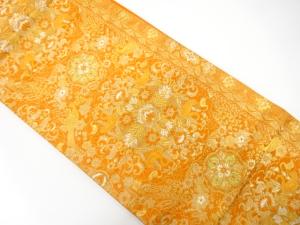 アンティーク　花鳥更紗模様織り出し袋帯（着用可）